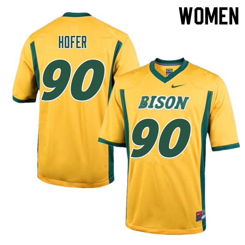 Women #90 Levi Hofer North Dakota State Bison College Football Jerseys Sale-Yellow
